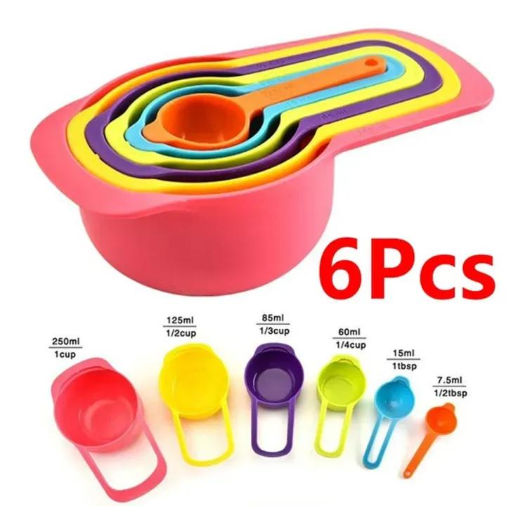 Multicolor Measuring Cups Set 6 Pcs For Precise Cooling