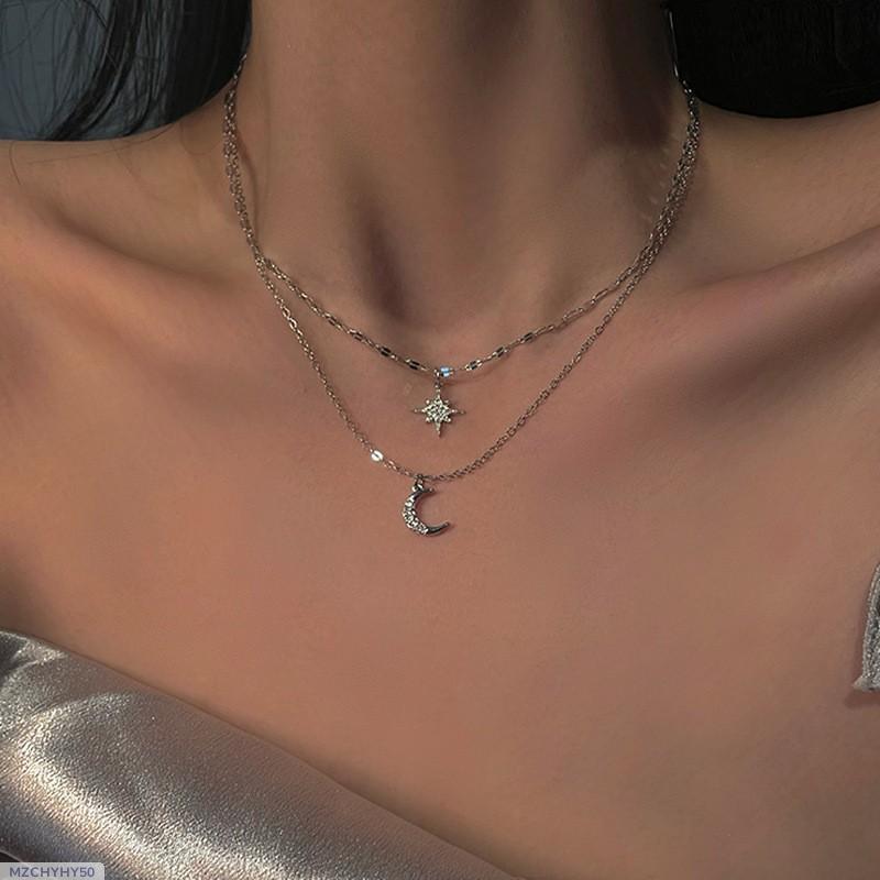 Summer pearl double layer love necklace