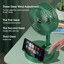 A USB rechargeable mini fan that is foldable and portable, featuring a telescopic design